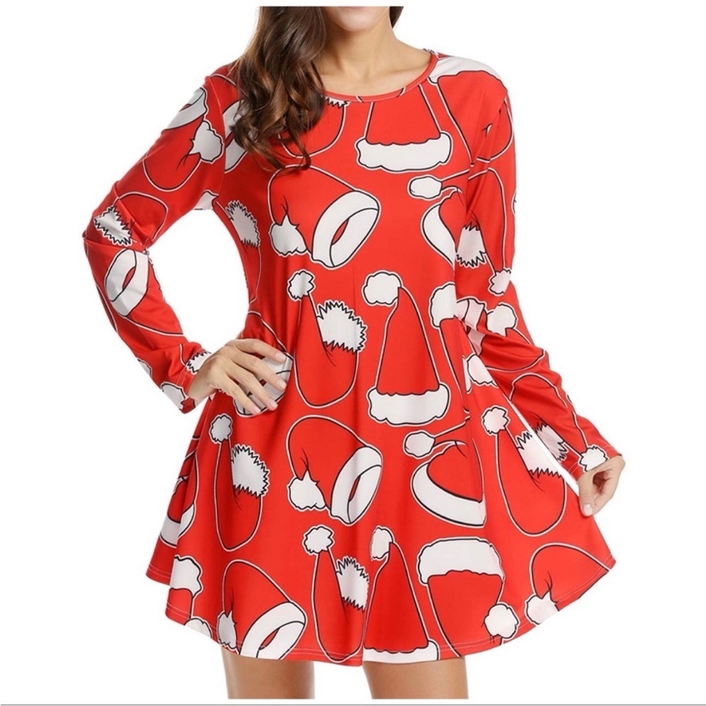 Meaneor Santa Hat Long Sleeve Dress XXL Holiday NWT